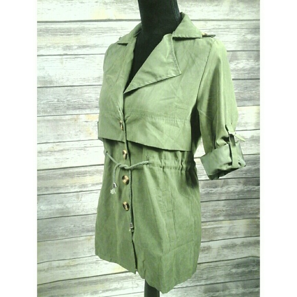 Sold Olive Trench Coat - Picture 8 of 8