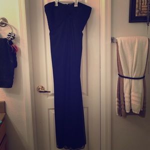 Black strapless bridesmaid dress
