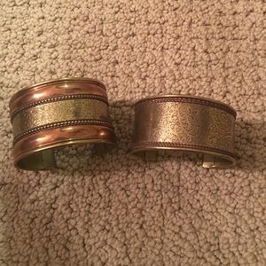 Two Brass Cuff Bracelets