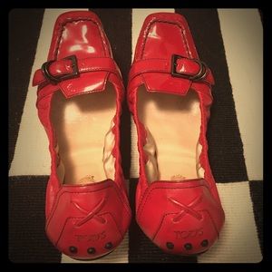 Tod's Red Leather Flats