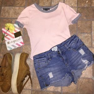 Denim blue jean shorts