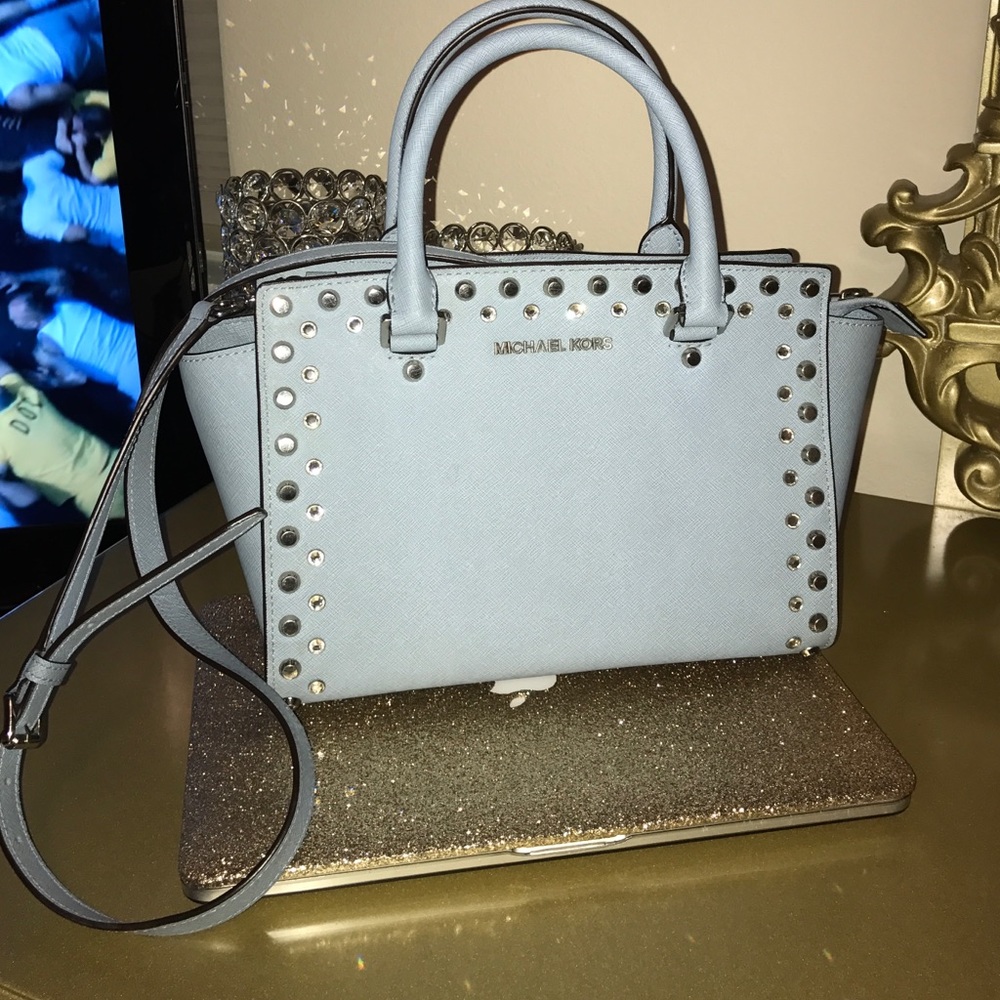 Michael Kors Selma Jewel Satchel Light Blue