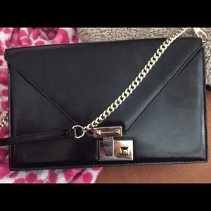 Rebecca Minkoff Shiny Black Leather Paris Clutch