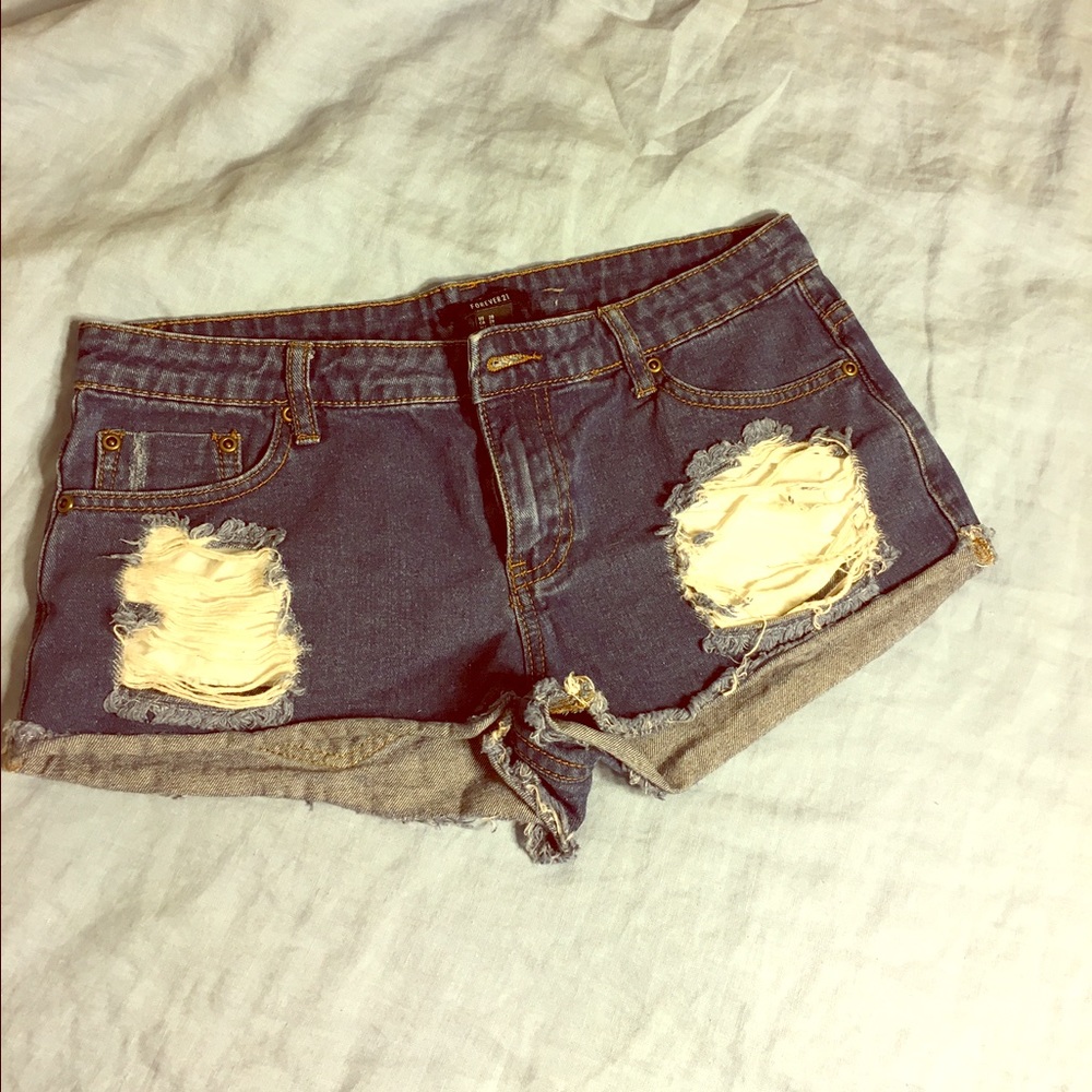 Ripped jean shorts