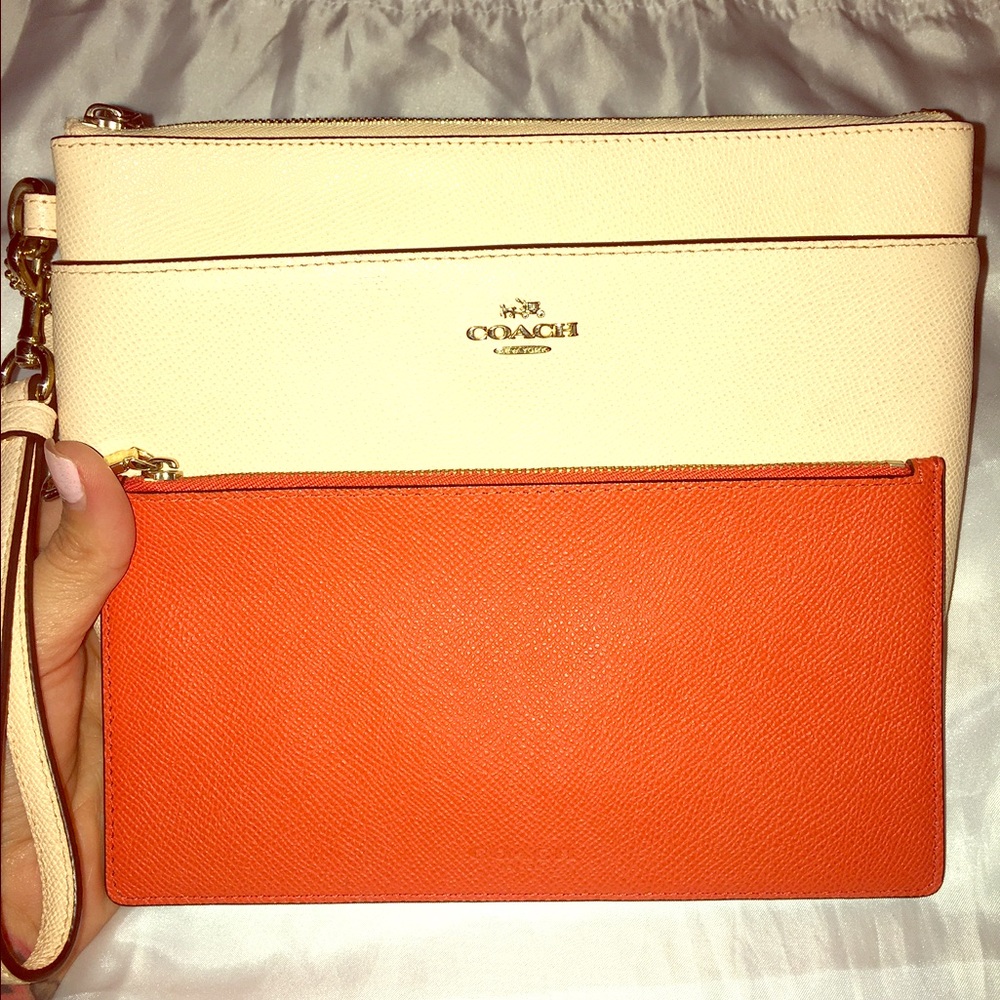 Coach Cream and Orange Clutch Purse
