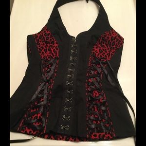 Tripp royal bones leopard corset top.