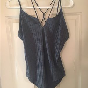 LA Hearts strappy grey bodysuit.