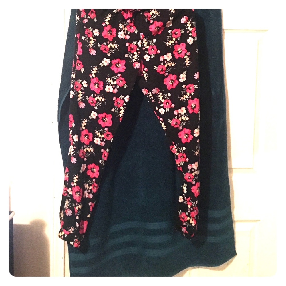 Black & Pink Floral Pants