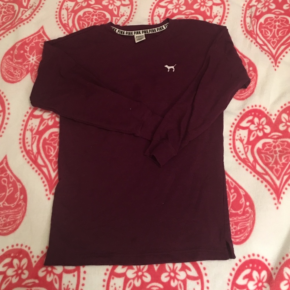 A maroon Pink Victoria's Secret long sleeve shirt