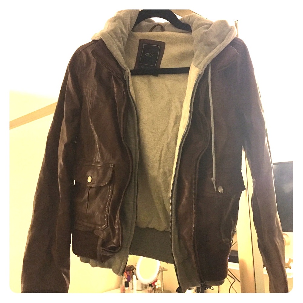OBEY Brown Leather Jacket