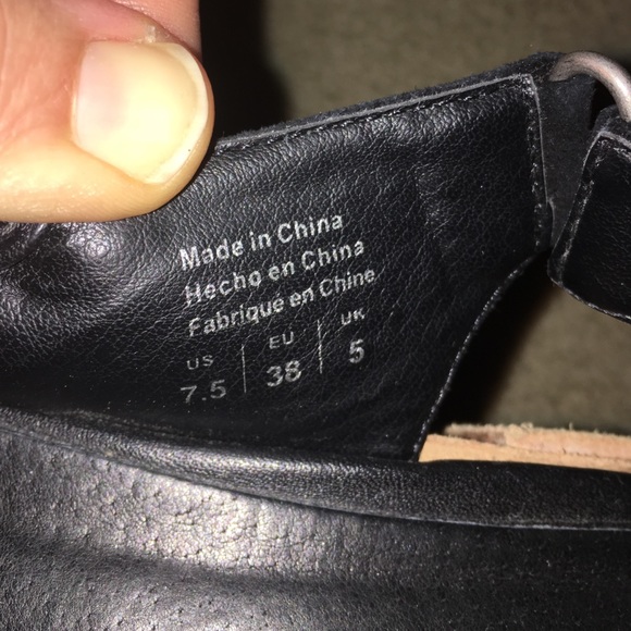 Shelly's London opentoed black leather&suede - Picture 2 of 4