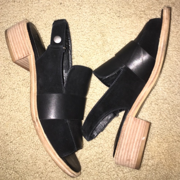 Shelly's London opentoed black leather&suede - Picture 3 of 4