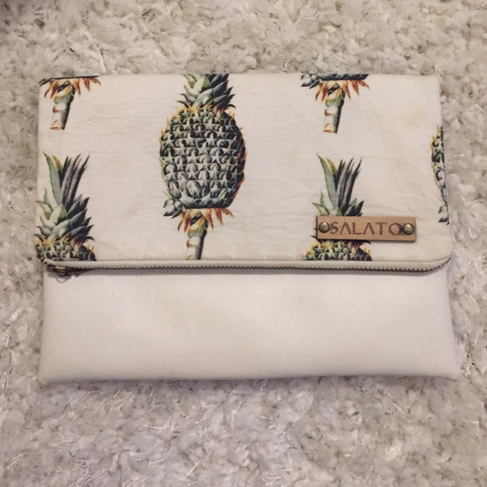 Salato tropical pineapple print fold over clutch