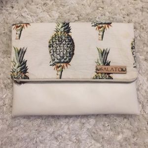 Salato tropical pineapple print fold over clutch