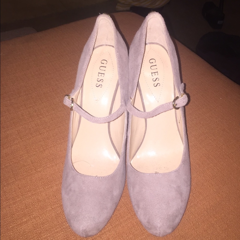 GUESS light tan Suede Mary Jane Pumps- size 10