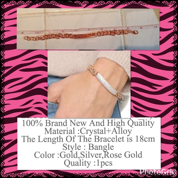 Elegant Crystal rhinestone charm cuff bracelet - Picture 2 of 2