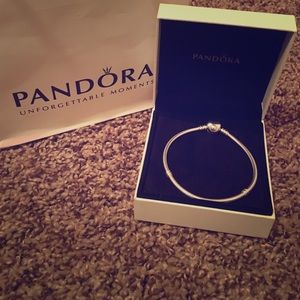 Silver Charm Bracelet with Heart Clasp