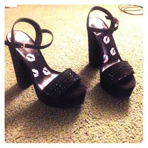 Juicy Couture Black Gemstone Heels Never Worn