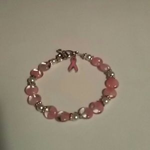 Handmade breast cancer awareness bracelet.