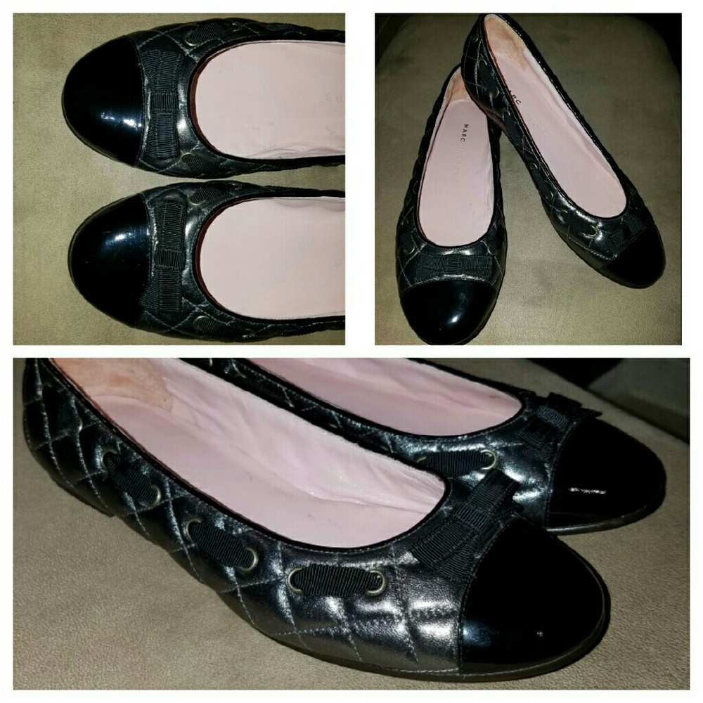 SOLD Marc Jacobs Black Pewter Quilted Ballet Flats