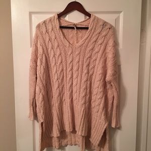 Free People Pink Cotton Knit Sweater