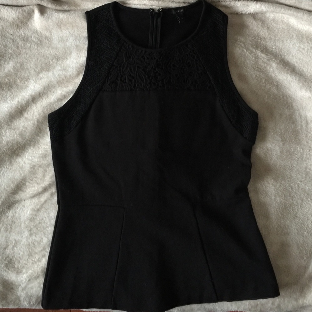 J. Crew Plain Black Sleeveless Peplum Top - Picture 7 of 8