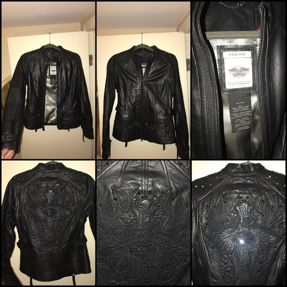 Harley-Davidson Jackets & Blazers - HARLEY DAVIDSON studs & rhinestones biker jacket