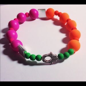 Peaceful bracelet or keychain. Bright neon colors