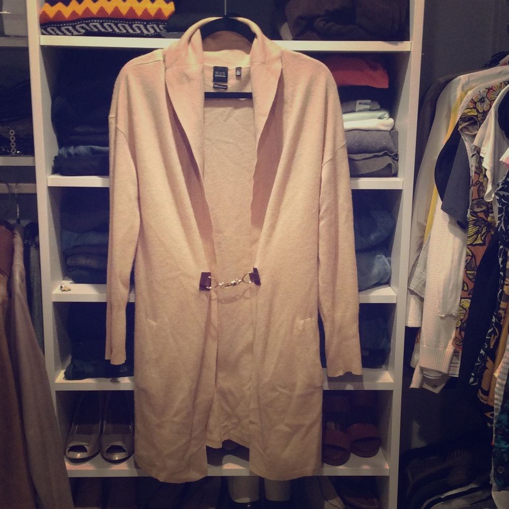 Saks Cashmere Shawl Collar Long Cardigan