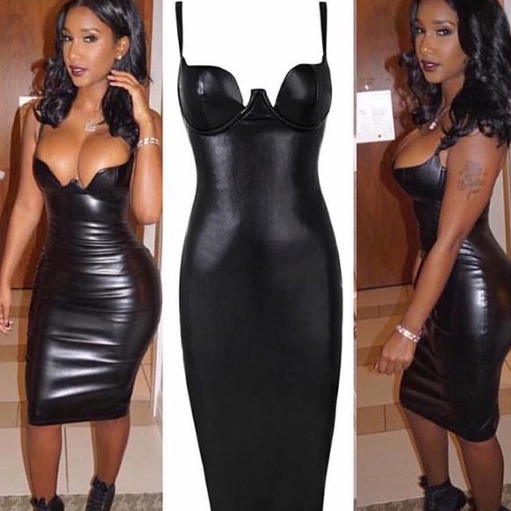 Black latex dress
