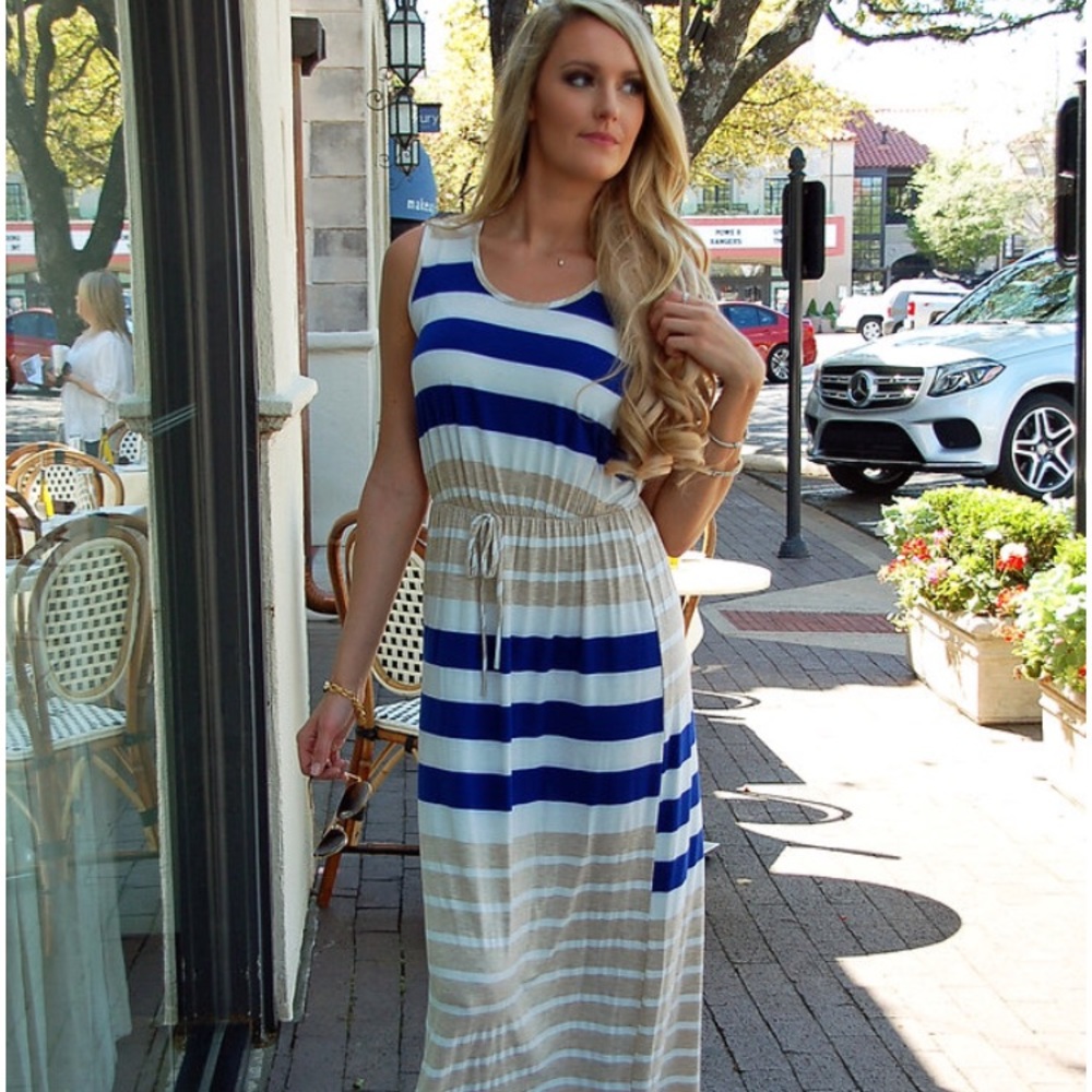 Last 1 Small-Medium Preppy Maxi Dress - Picture 2 of 5