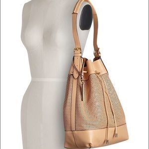 Perforated Leather Drawstring Bag