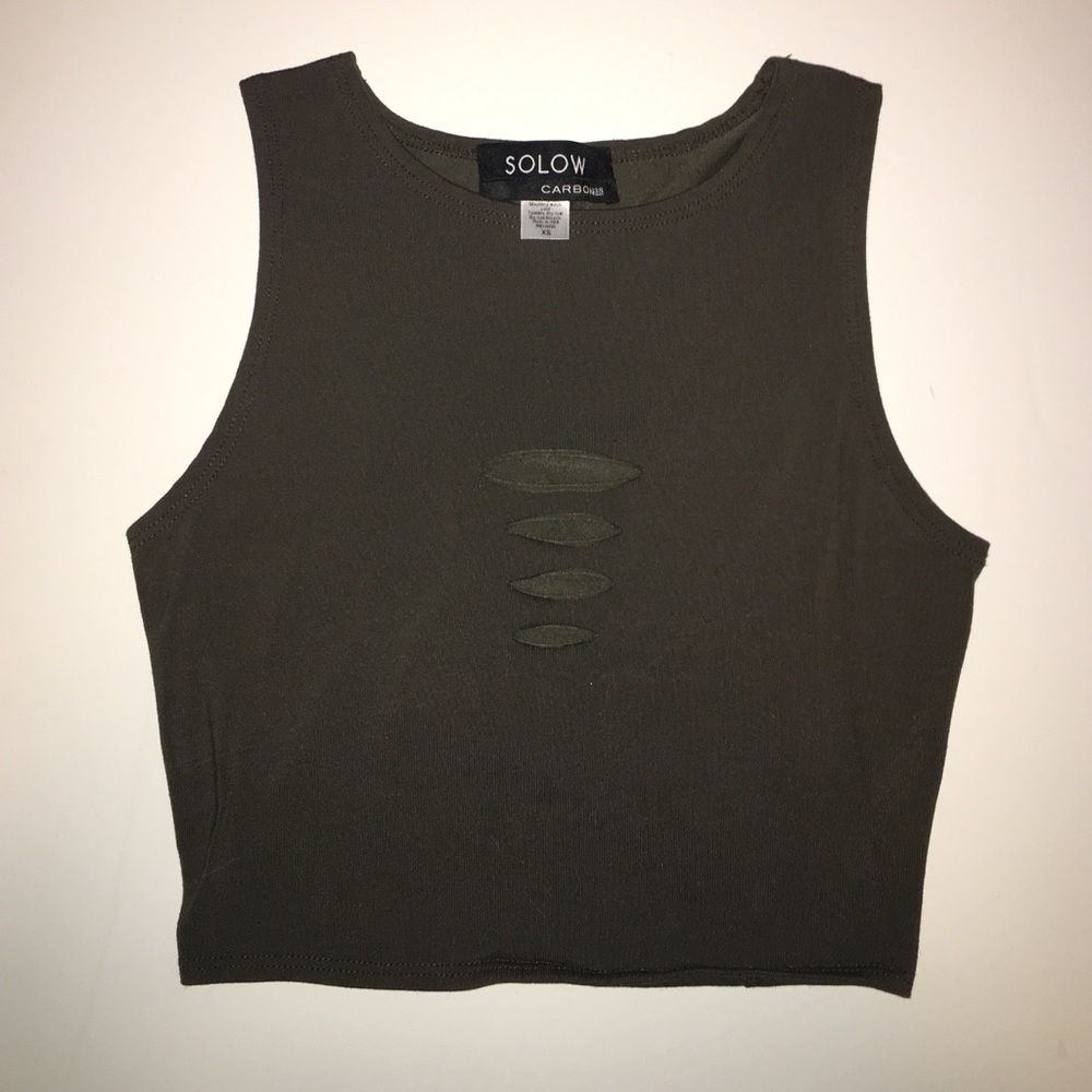 Army green crop top.