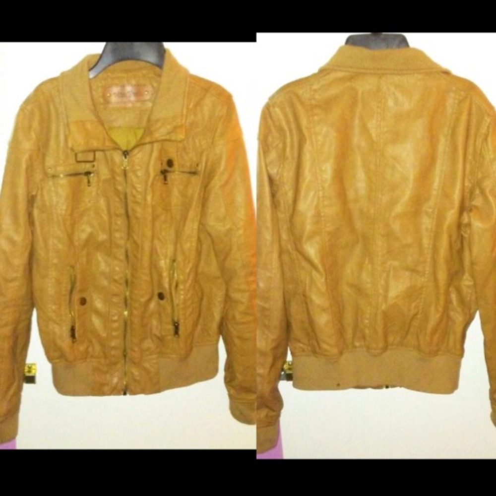 Golden tanish brown leather jacket
