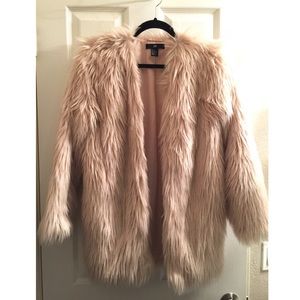 Light pink faux fur coat