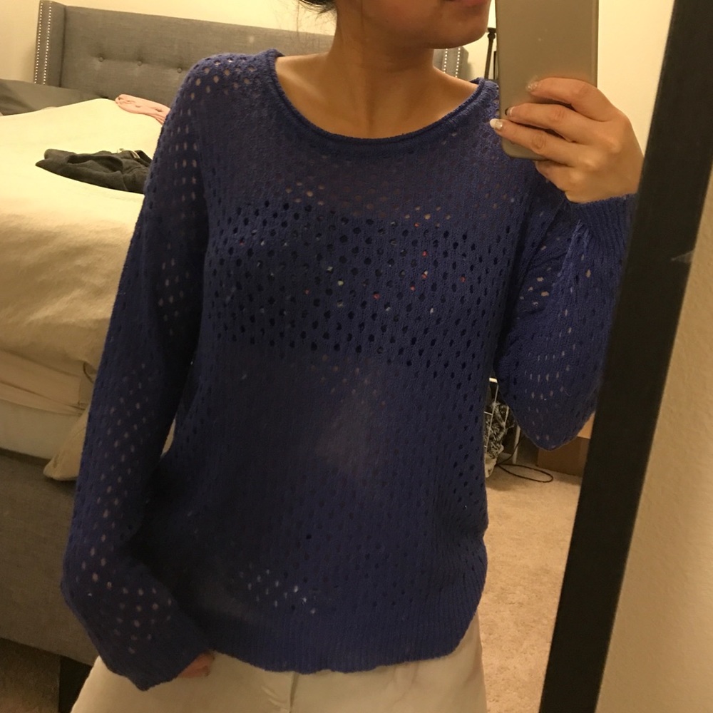 Blue holey sweater