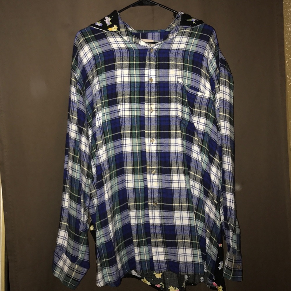 SOLD LF FOAK Vintage Floral Hooded Flannel