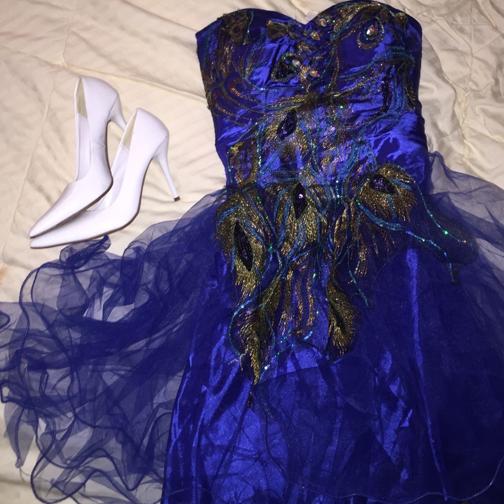 Peacock prom dress sz10-12 royal blue 💄👠👗