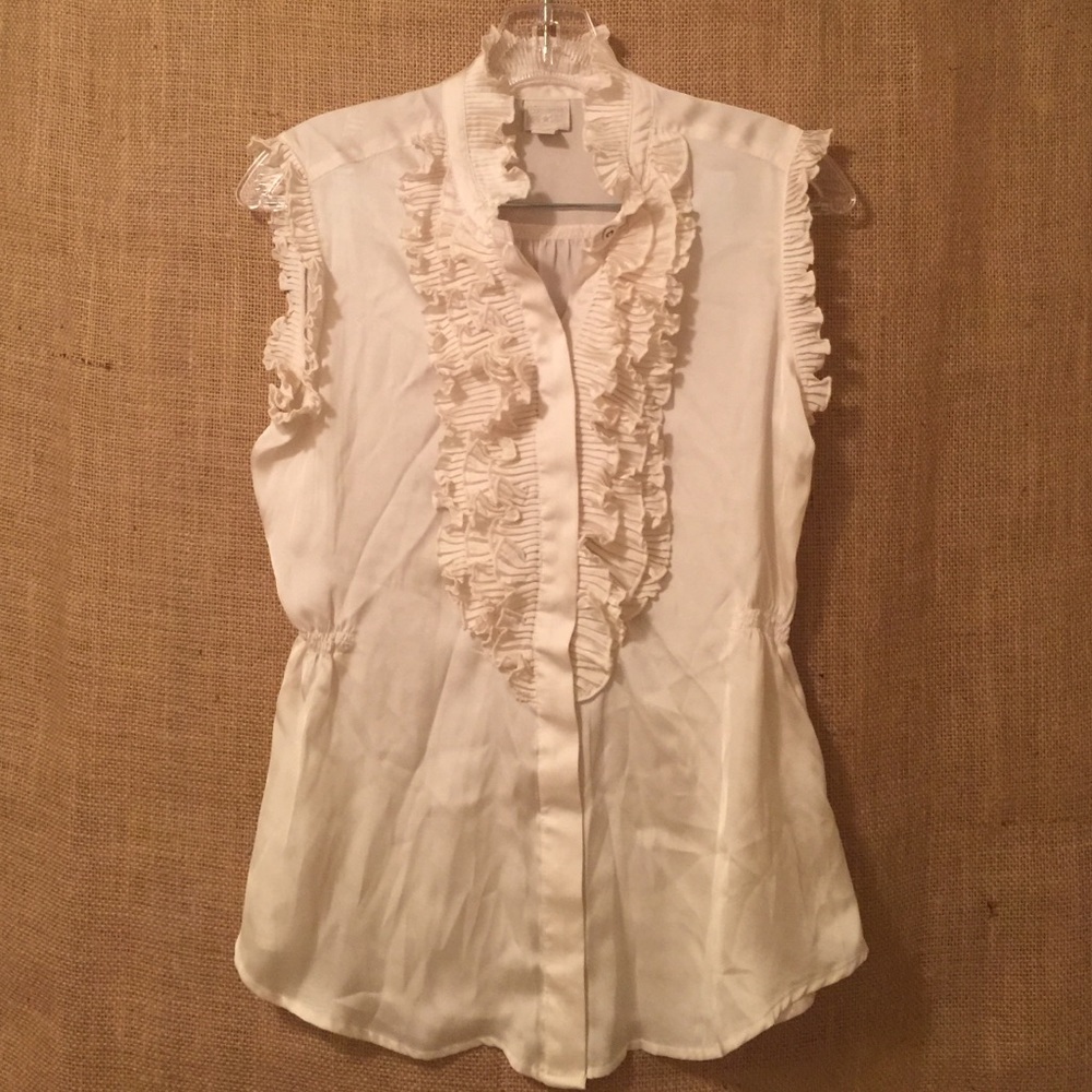 NWOT Cream Ruffle Tuxedo Top