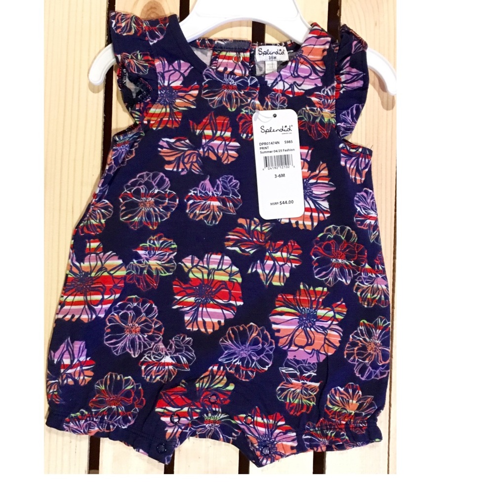 Baby Girl 6-9M  Multicolor Floral Shorts Romper