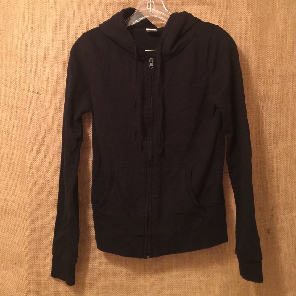 100% Cotton Black Zip-Up Hoodie