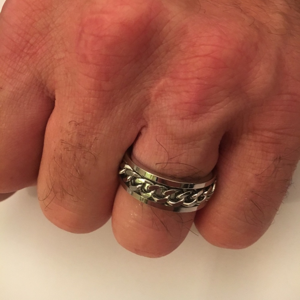 Rotatable Chain Titanium Steel Men's Rings 8-11 - Picture 4 of 8