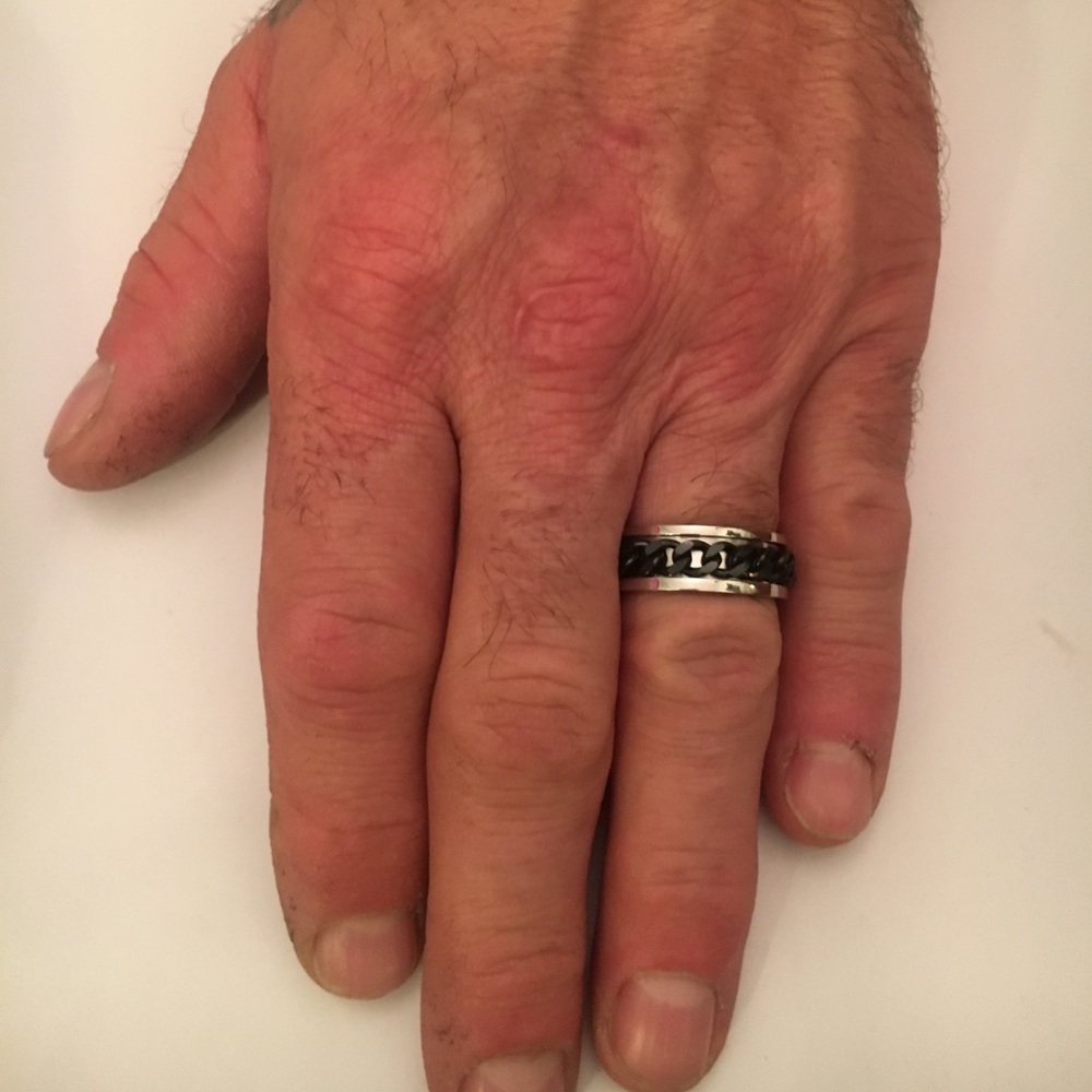 Rotatable Chain Titanium Steel Men's Rings 8-11 - Picture 6 of 8