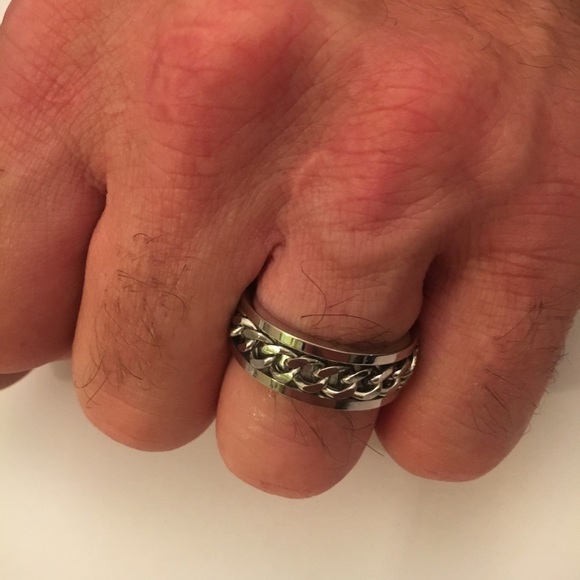 Rotatable Chain Titanium Steel Men's Rings 8-11 - Picture 4 of 8