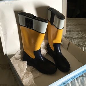Sperry Top-Sider Rainboots Size 5 - Navy & Yellow