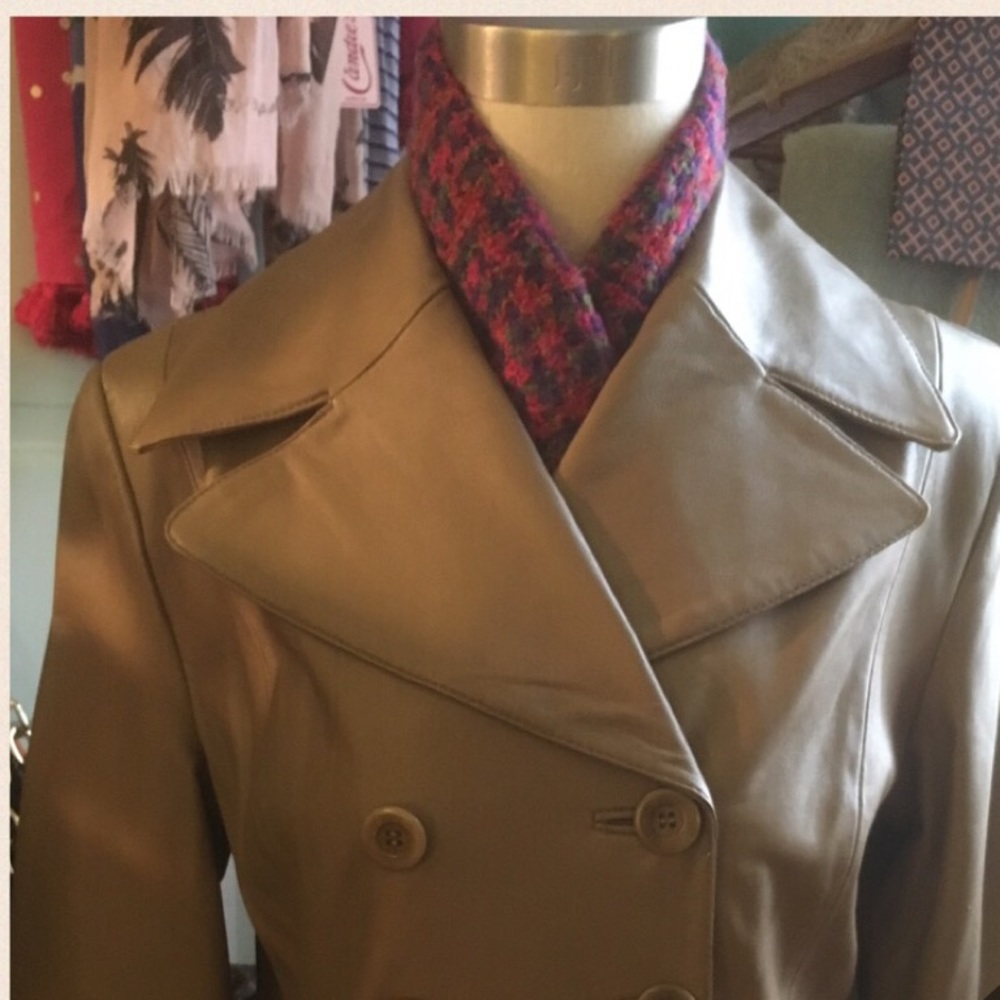 Genuine Leather Double-Breasted Dress Coat