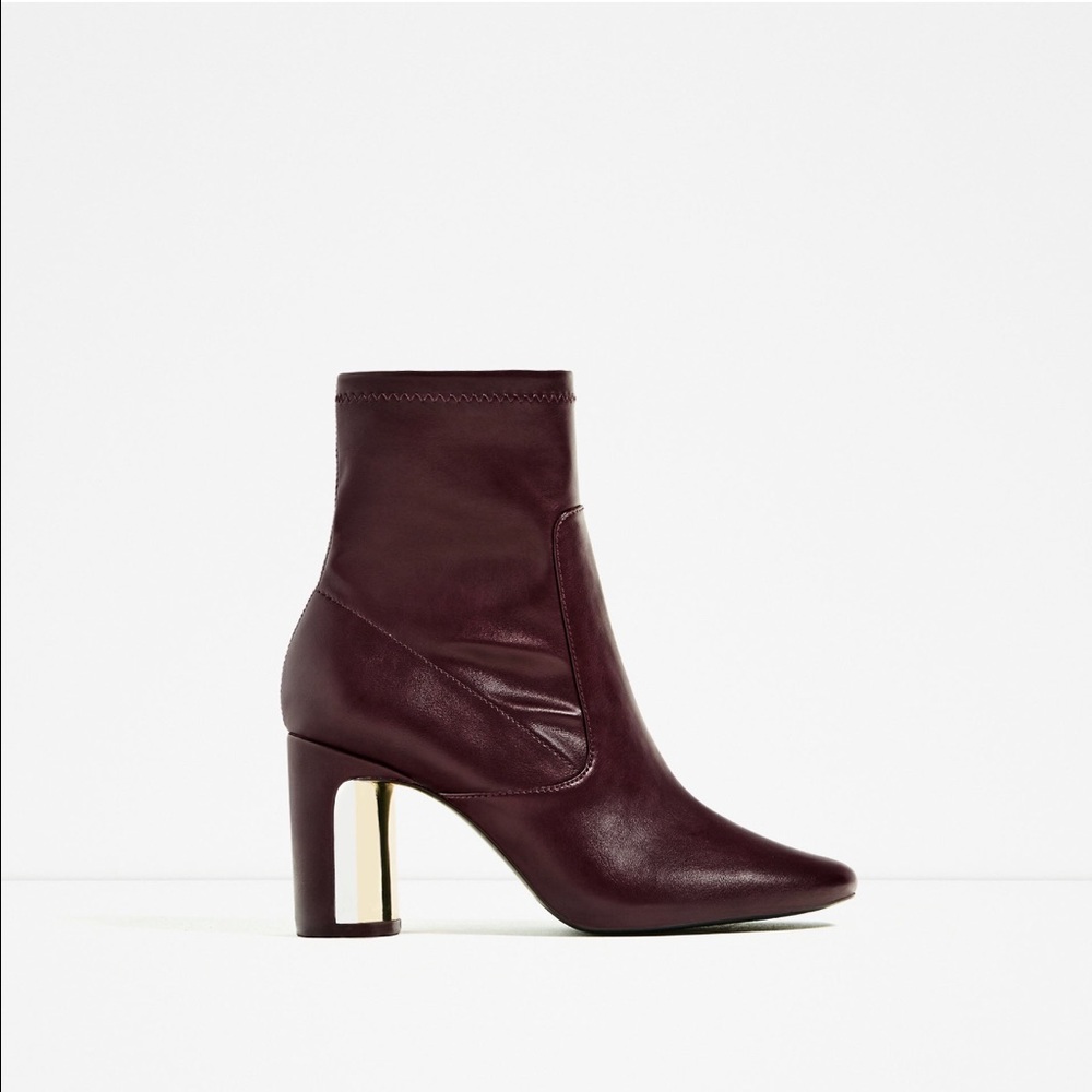 ZARA Heel Detail Ankle Boots, 6.5, NWT
