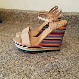 Nude + Boho Striped Wedges | Steve Madden | 9