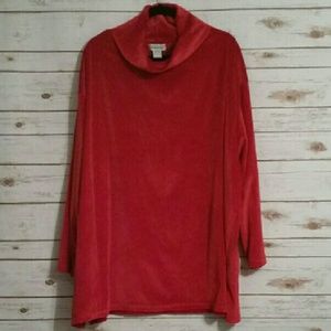 Avenue red velour cowl neck tunic Size 30/32