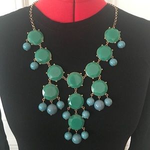 Teal large bubble drop statement necklace